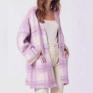 SALTWATER LUXE Lilac Plaid Cardigan Women’s Size M